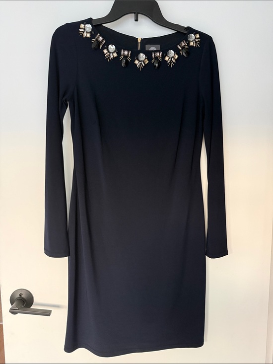 Vince Camuto Dresses & Skirts - Vince Camuto Navy Long-Sleeve Jeweled Neck Dress